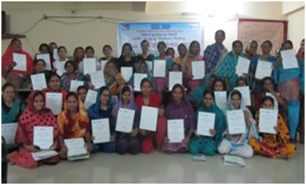 Participated women heaving with their achieved certificates